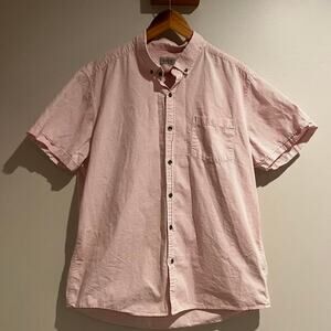 Kenneth Cole Men's Pink White Striped 1 Pocket Button Down 100% Cotton Shirt XL